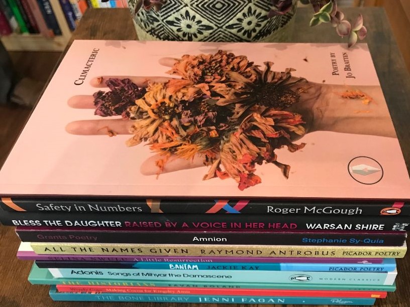 Stack of poetry books